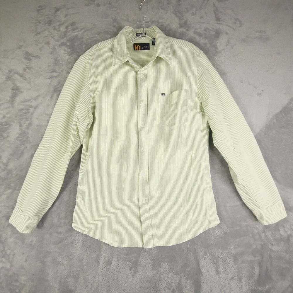 Nautica Jean Co Shirt Mens Button Up Athletics Fit Long Sleeve Plaid Green M